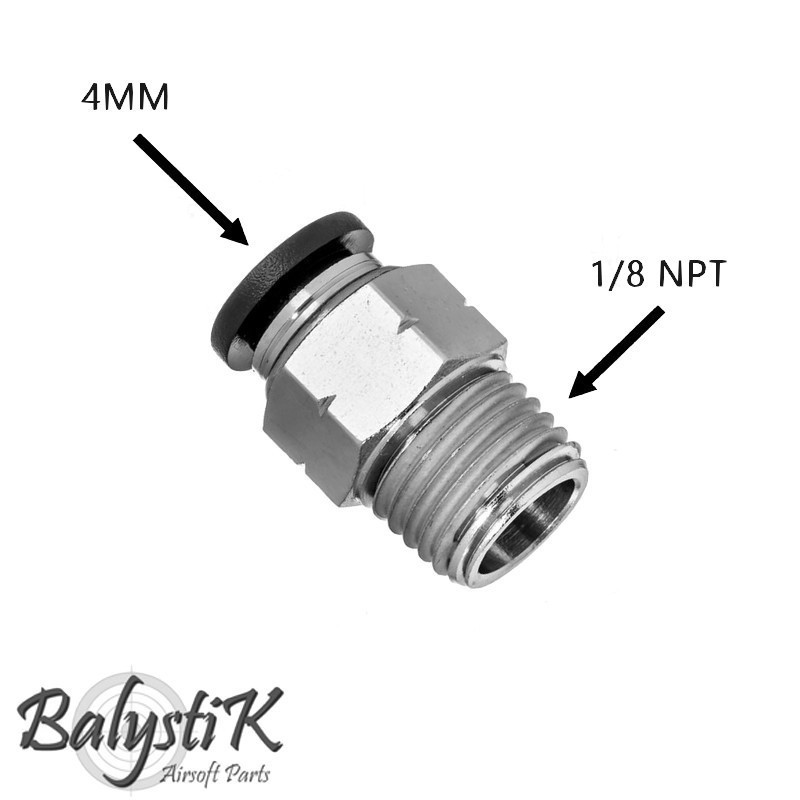 BalystiK Adaptateur 1/8 NPT male pour flexible 4mm